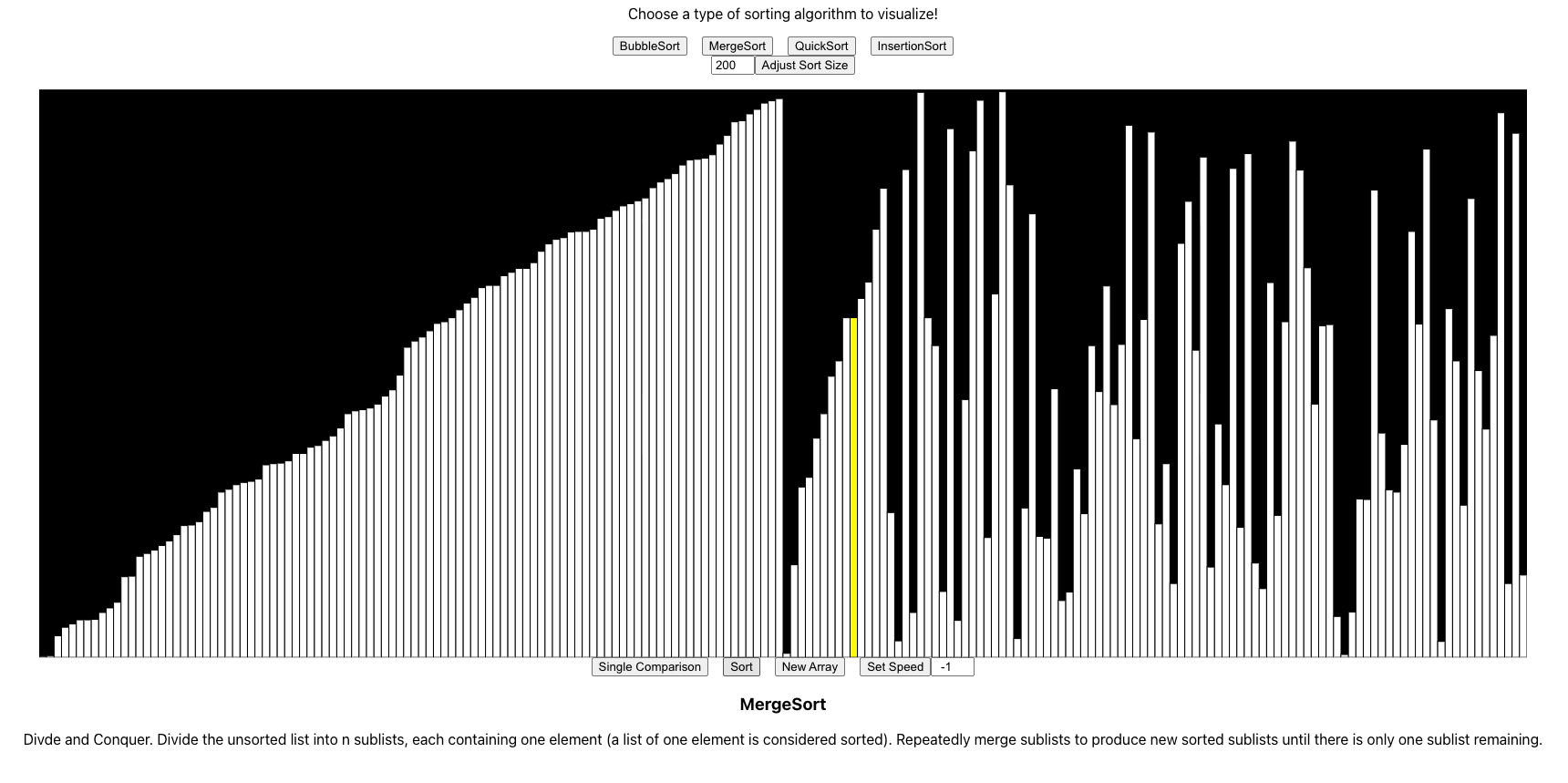 sorting algorithm visualizer app